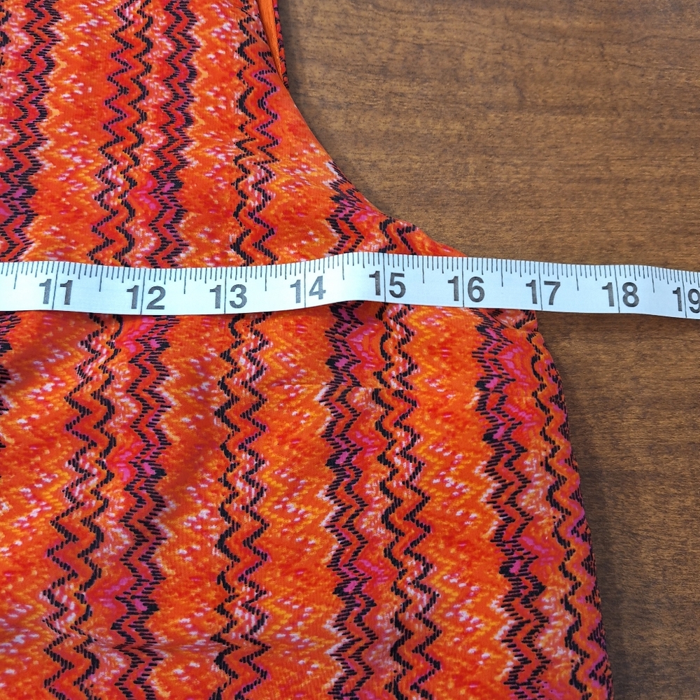 Vintage Sleeveless Back Zip Mini Dress Orange Pink Hippie Boho Tribal Small USA - Picture 14 of 15